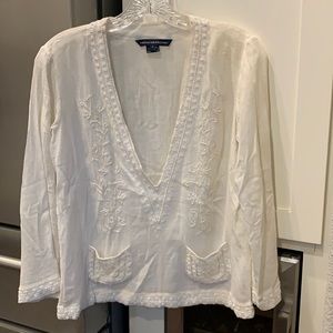 French Connection Beaded White Blouse